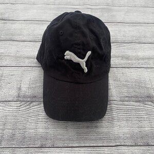 PUMA Black Adjustable Cap Hat Baseball Embroidered New One Size